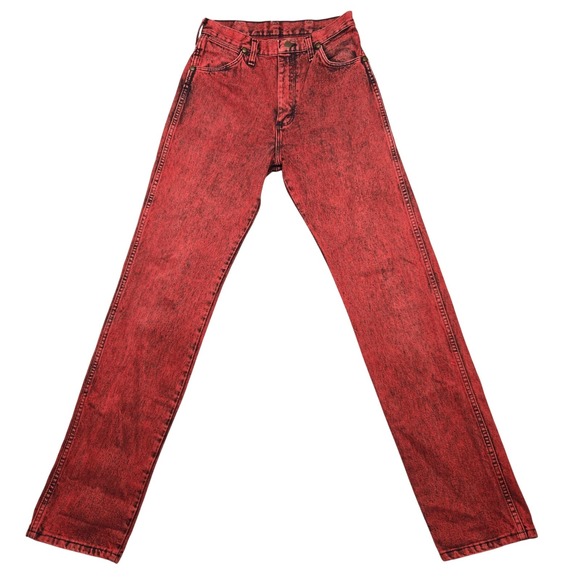 Vintage Wrangler Jeans 26x33 Red Acid Wash High Rise Straight Leg Denim 90s - Picture 1 of 15